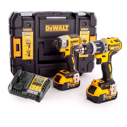 Set de trepant percutor + tornavís d’impacte 18 V, 2 bateries de 5 Ah XR Dewalt DCK266P2T