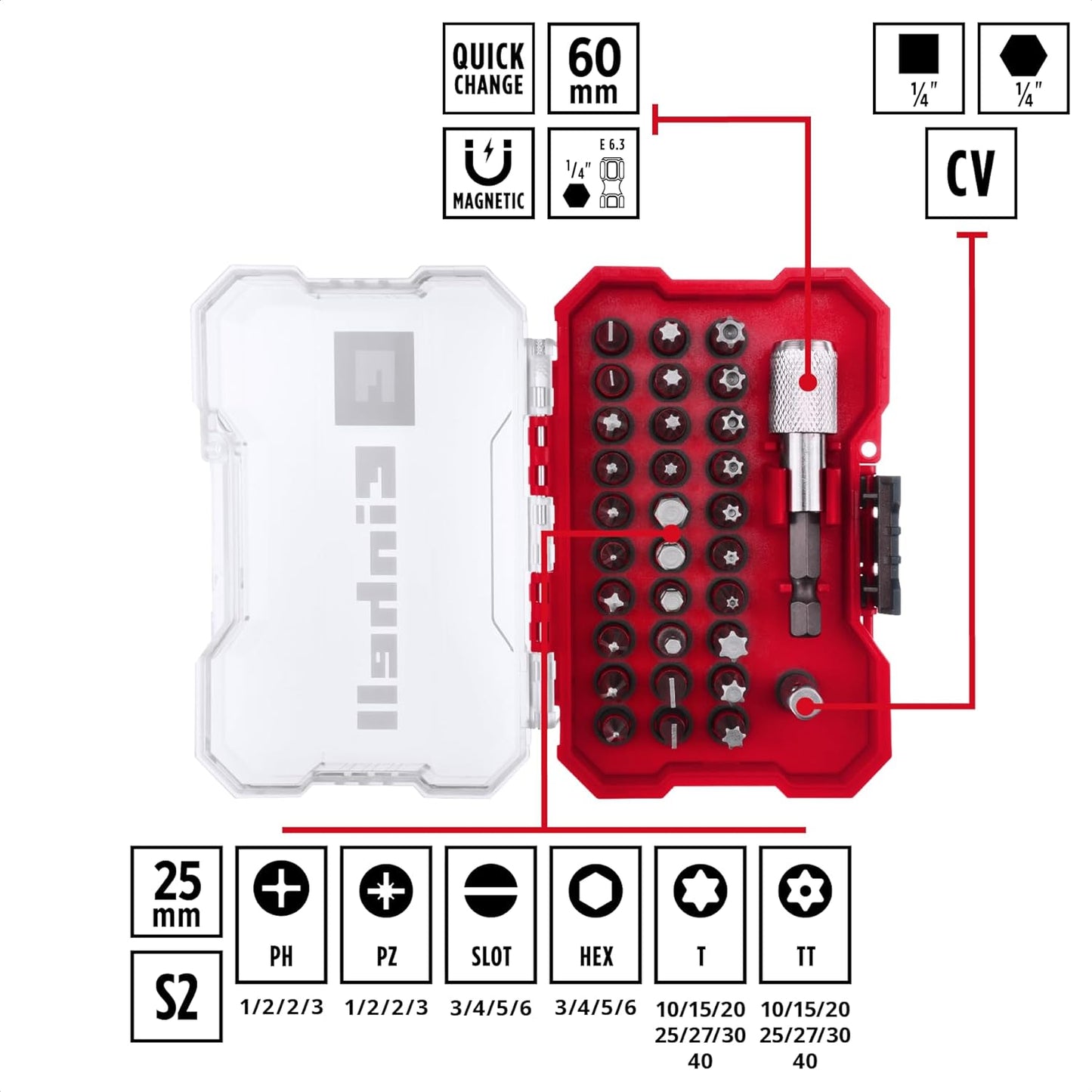 Joc de puntes XS-CASE 32pcs Einhell 49118693