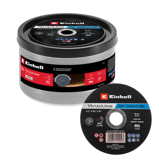 Cubell de 50 discos de tall per a inox 115x1mm Einhell