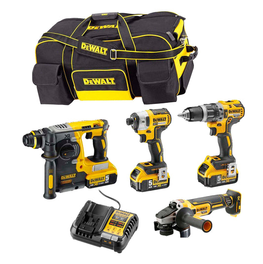 Kit de potència Dewalt: martell + trepant + esmoladora + tornavís d'impacte DCK433P3