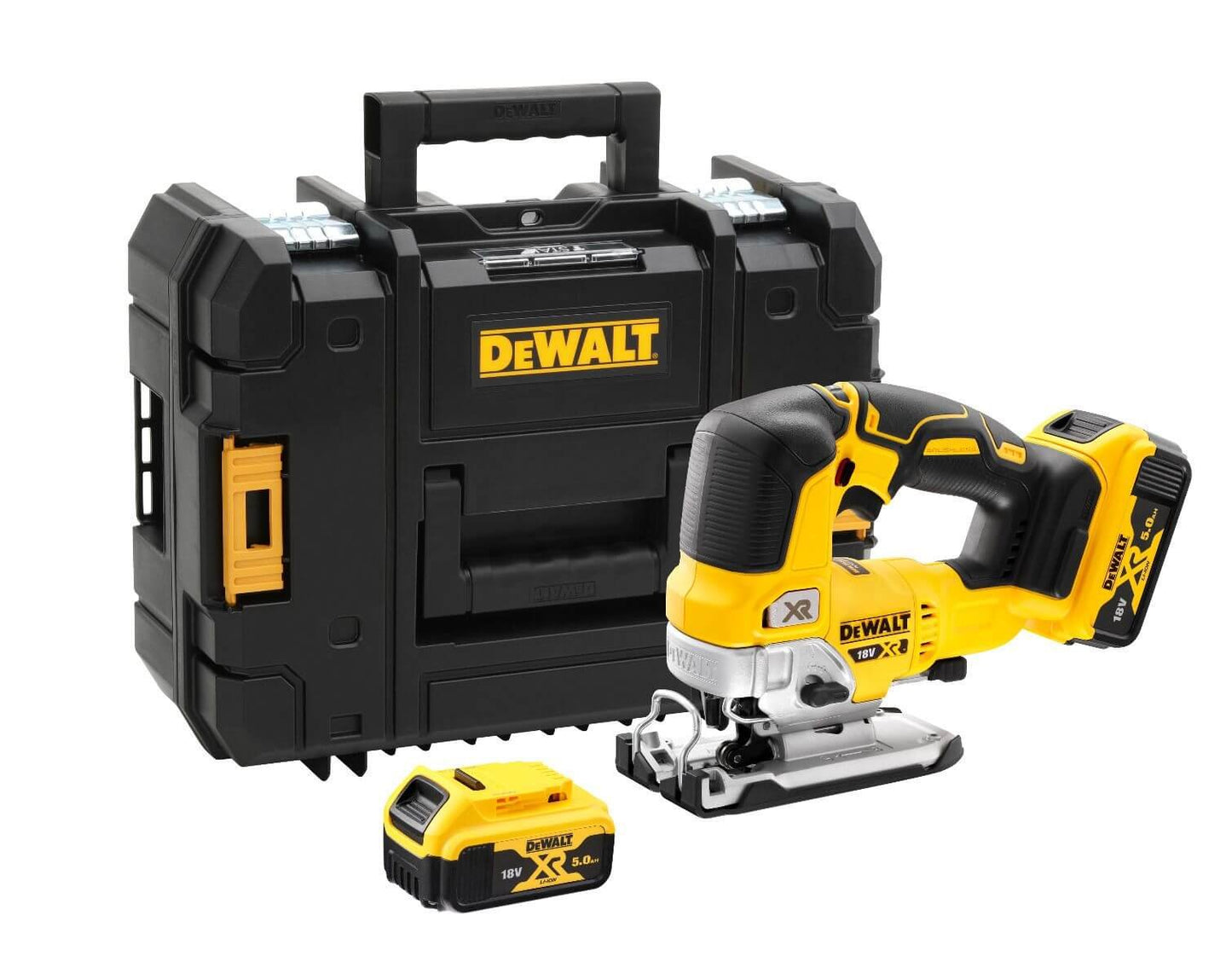 Serra de calar amb bateria Dewalt sense escombretes XR 18 V 135 mm amb maletí i 2 bateries de 5 Ah DCS334P2