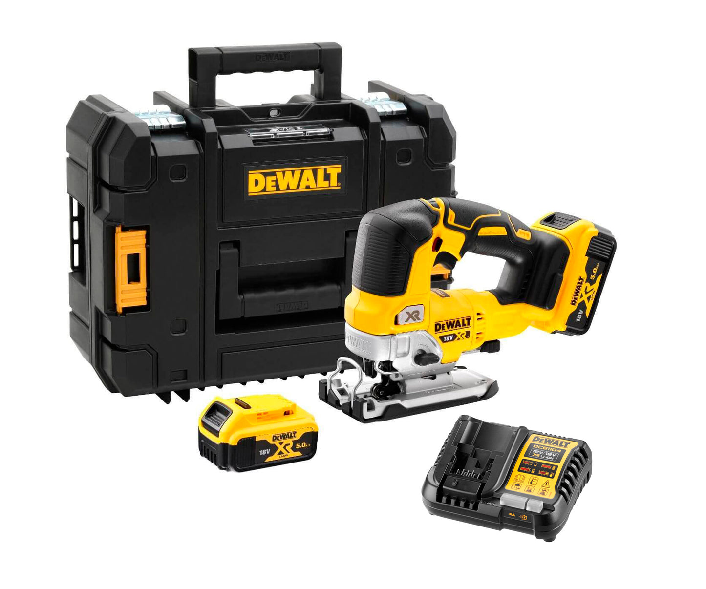 Serra de calar amb bateria Dewalt sense escombretes XR 18 V 135 mm amb maletí i 2 bateries de 5 Ah DCS334P2