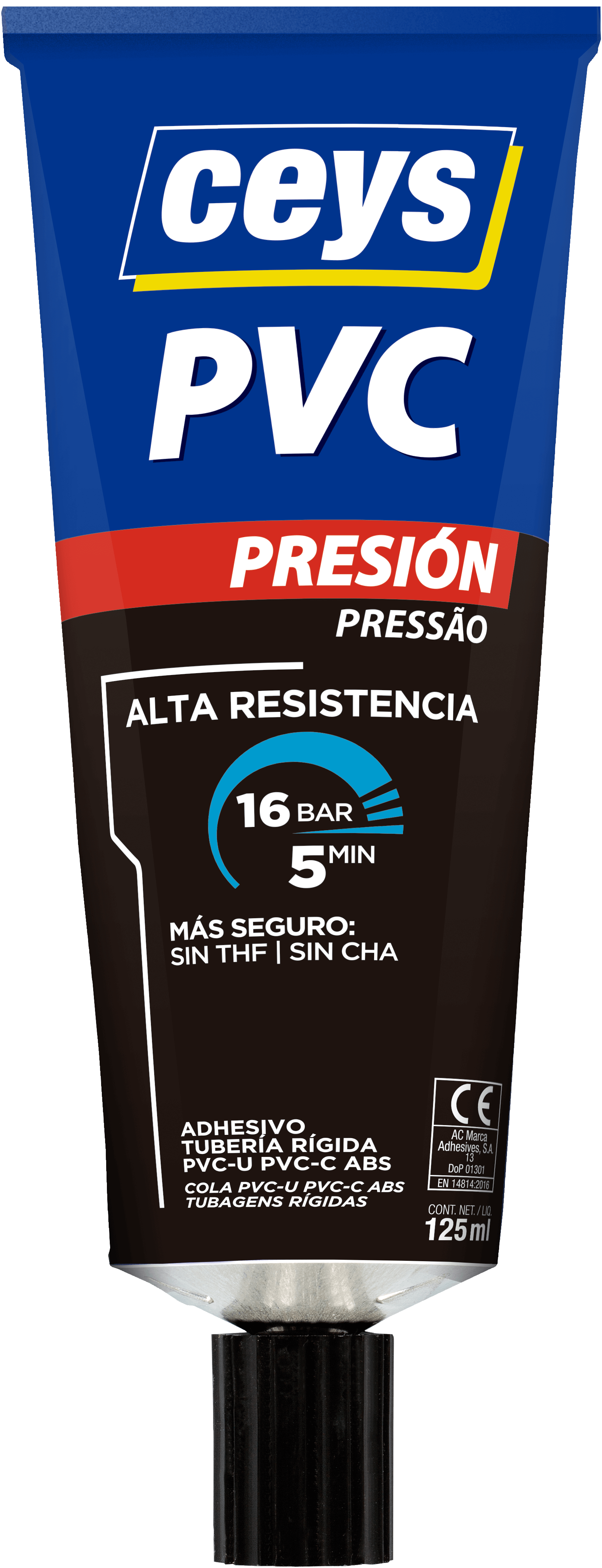 Tubo Adhesivo para tuberías rígidas de PVC PRESIÓN Ceys 125ml