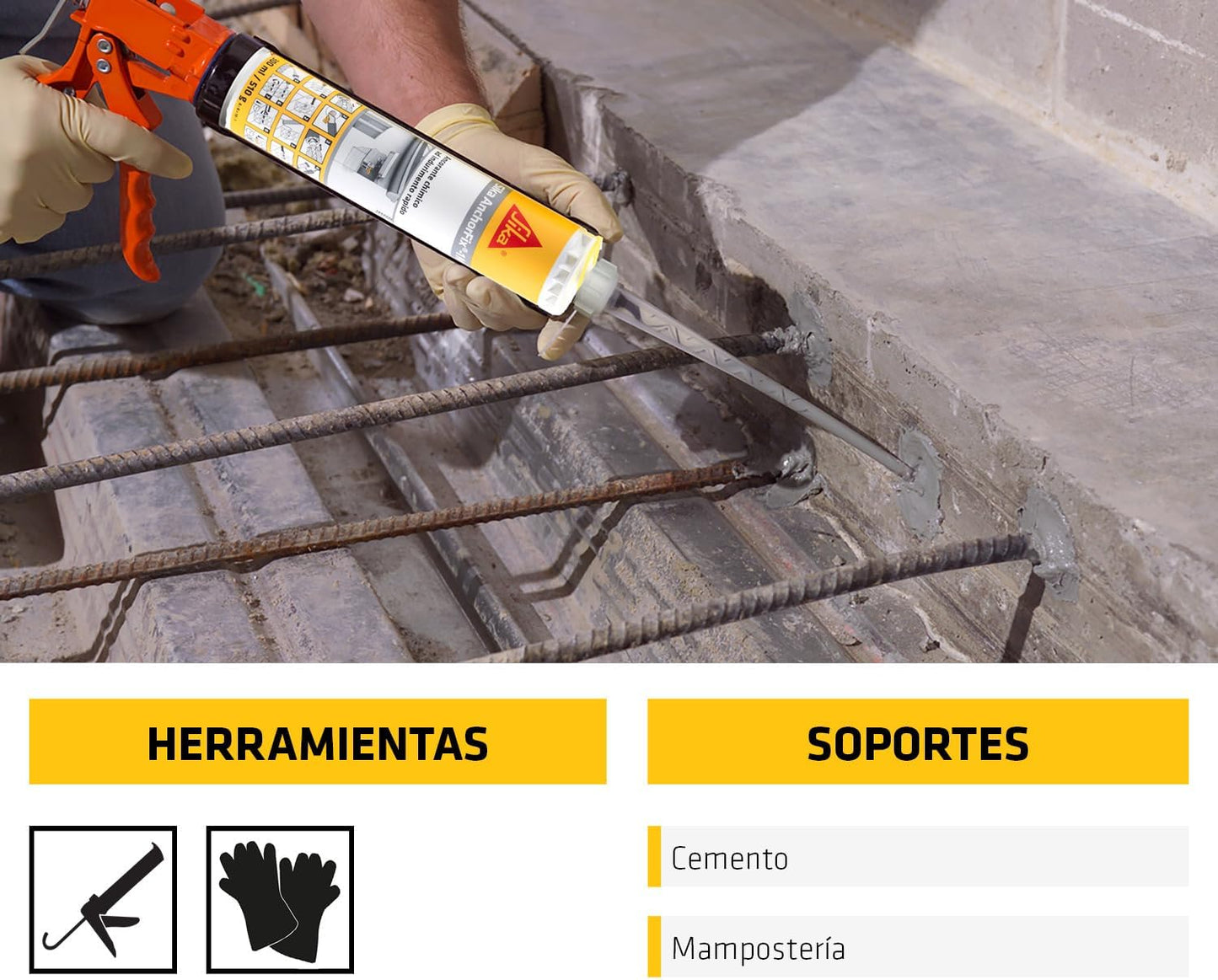 Cartutx adhesiu de curat ràpid per a ancoratges Component A+B 300ml Sika AnchorFix-1