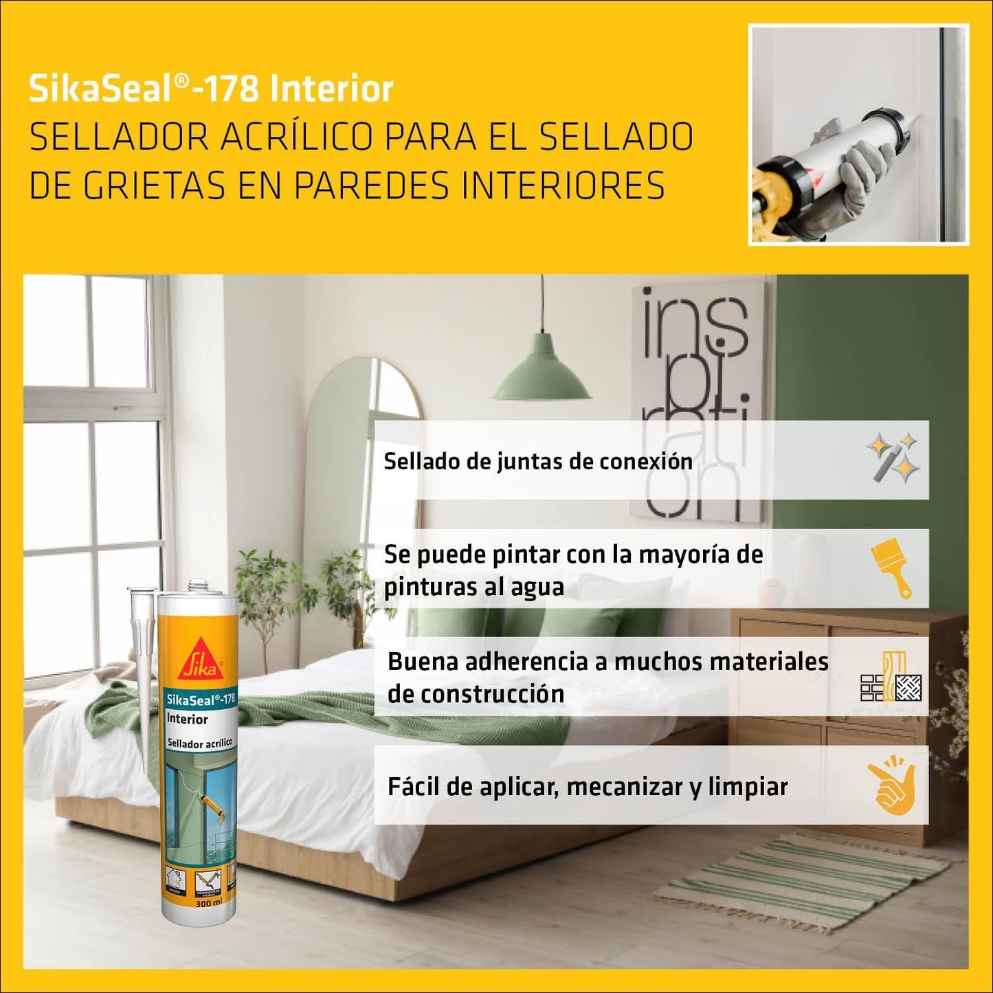 Cartutx segellador acrílic blanc SikaSeal-178 Interiors 300ml Sika