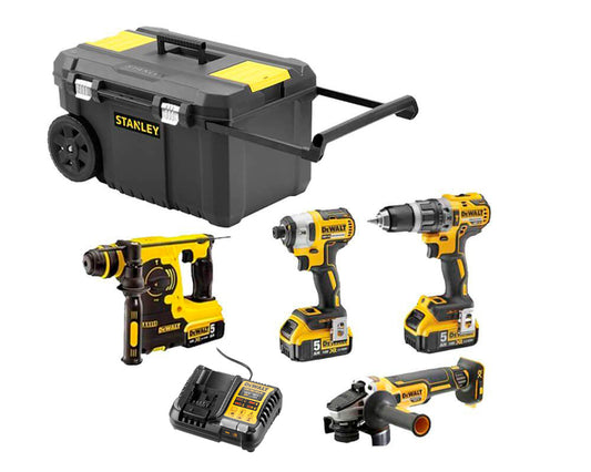 Kit de potència Dewalt: martell + trepant + esmoladora + cargolador d’impacte DCK435P3