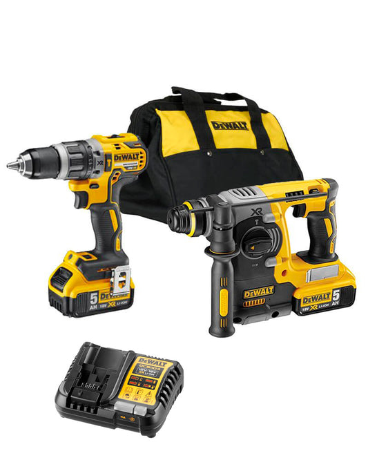 Set Dewalt DCK289P2 18V XR - Martell electro-pneumàtic + Trepant percutor + Bossa + 2 bateries LI-ION 5,0Ah