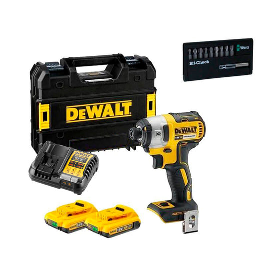 Cargolador d’impacte de 18V XR, sense escombretes, 205Nm, amb 2 bateries de 2Ah + joc de puntes Dewalt DCF887D2X