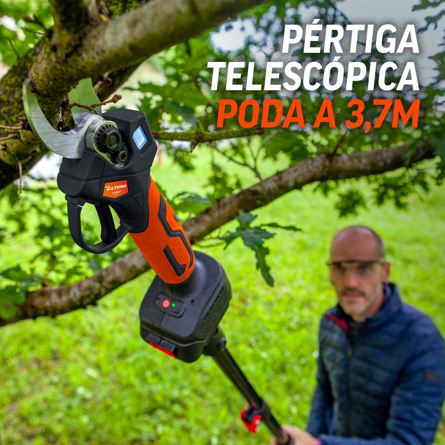 Kit de poda amb bateria amb motoserra + tisora de podar + perxa telescòpica Altuna + 2 bateries de 2Ah AFKIT