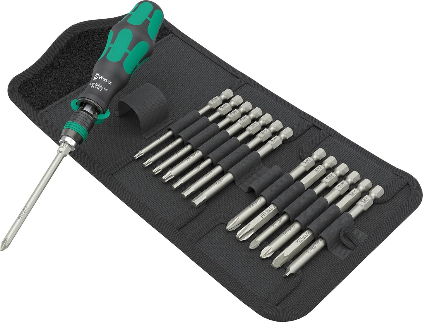 Joc de 15 peces de tornavisos de carraca Kraftform Kompakt 838 RA-R M Wera