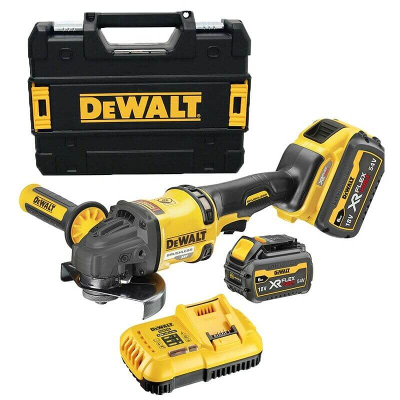 Mini esmoladora sense escombretes XR FLEXVOLT 54V/18V 125mm amb 2 bateries de 6Ah i maletí Dewalt DCG418T2