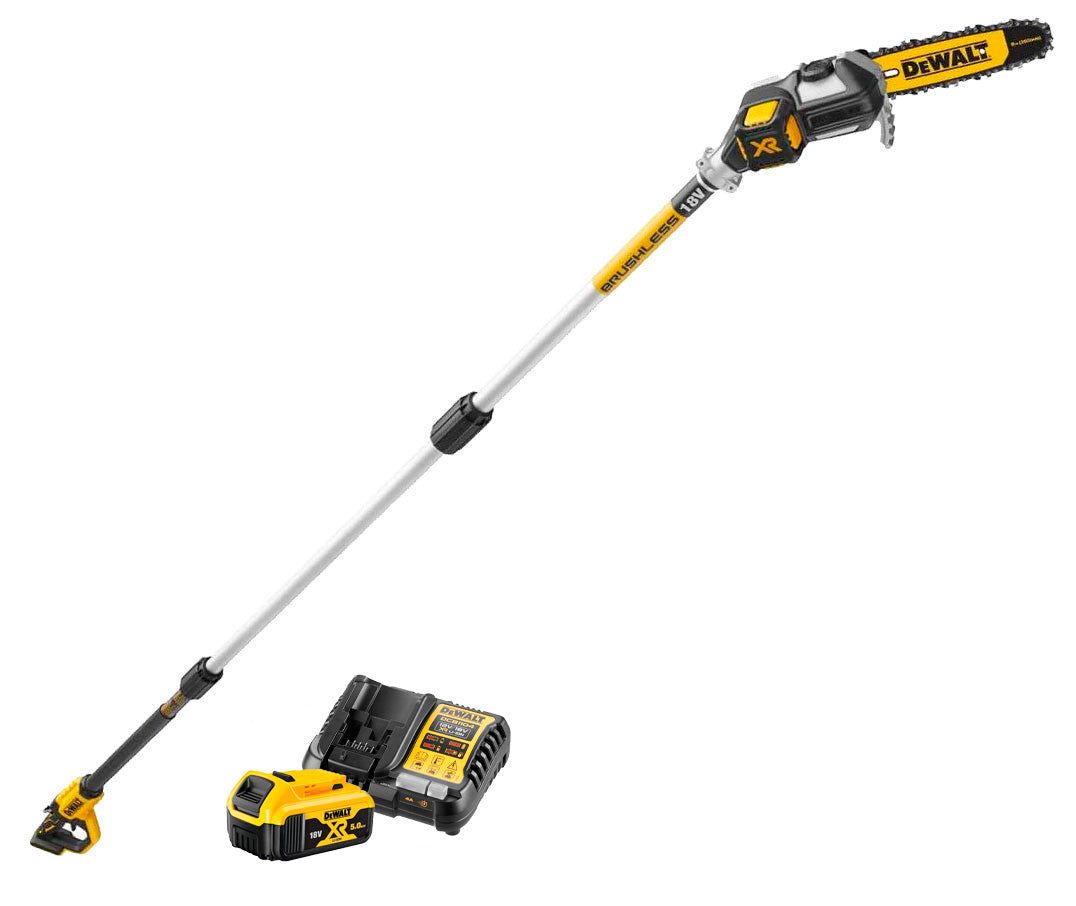 Podadora d’altura amb bateria de 18 V i 450 cm, amb bateria de 5 Ah Dewalt DCMPS567P1