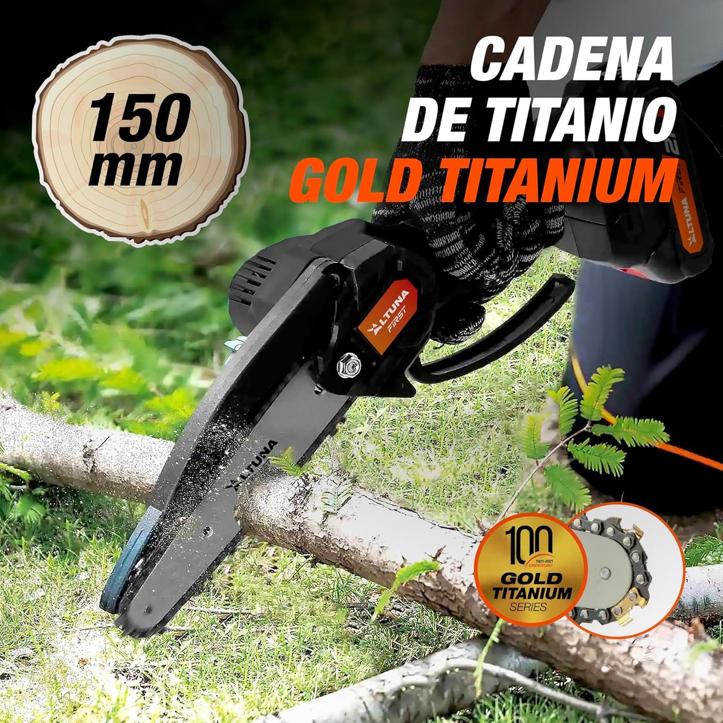 Kit de poda amb bateria amb motoserra + tisora de podar + perxa telescòpica Altuna + 2 bateries de 2Ah AFKIT