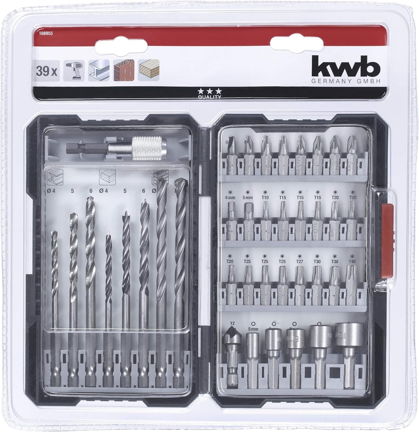 Joc de broques i puntes de 39pcs KWB 49108955