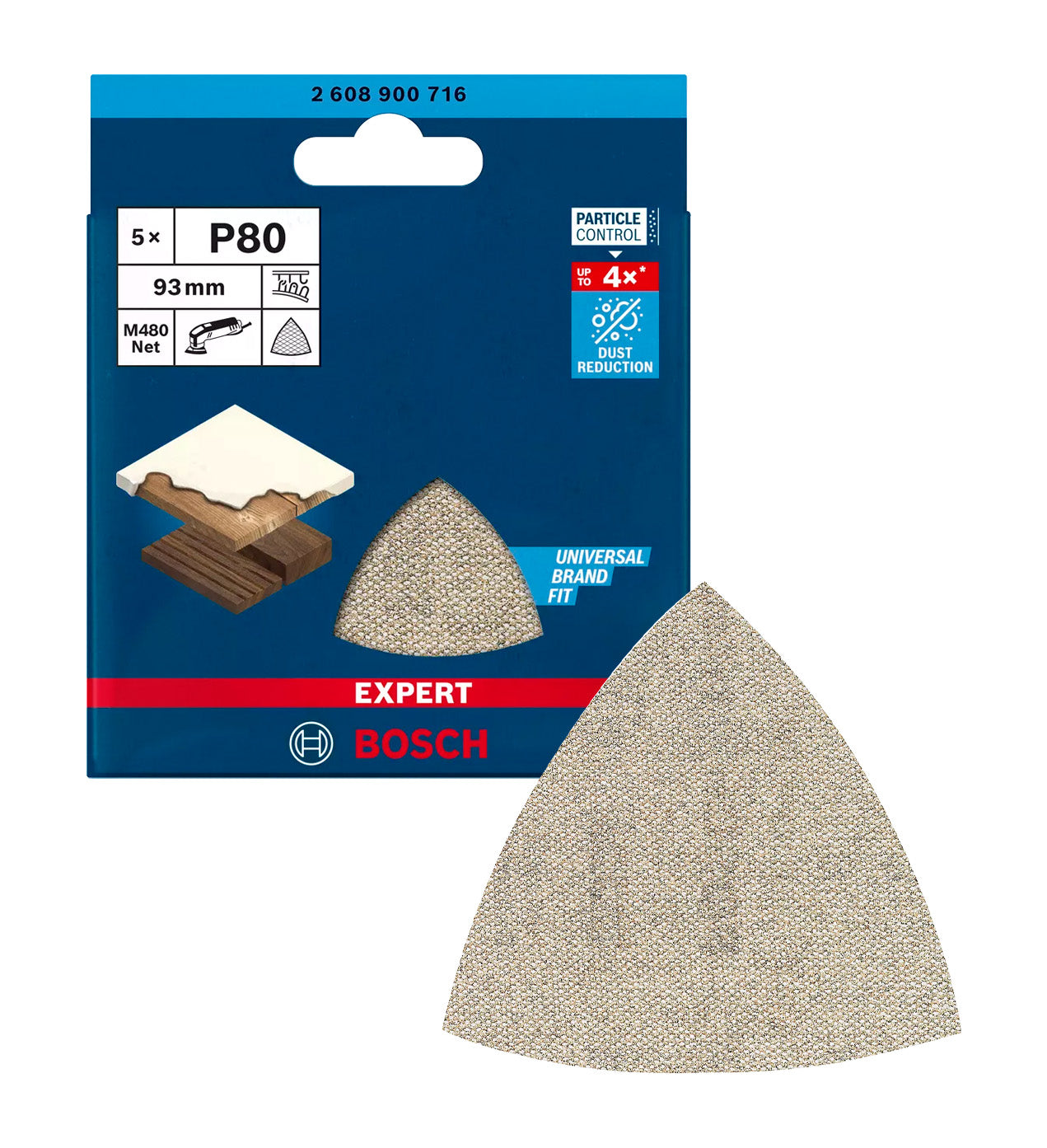 Malla de vidre EXPERT M480 per a polidores delta de 93mm 80g 5uds Bosch