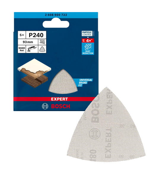Malla de paper de vidre EXPERT M480 per a polidores delta de 93mm 240g 5uds Bosch