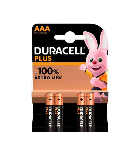 Paquet de 4 piles alcalines Duracell Plus Power AAA