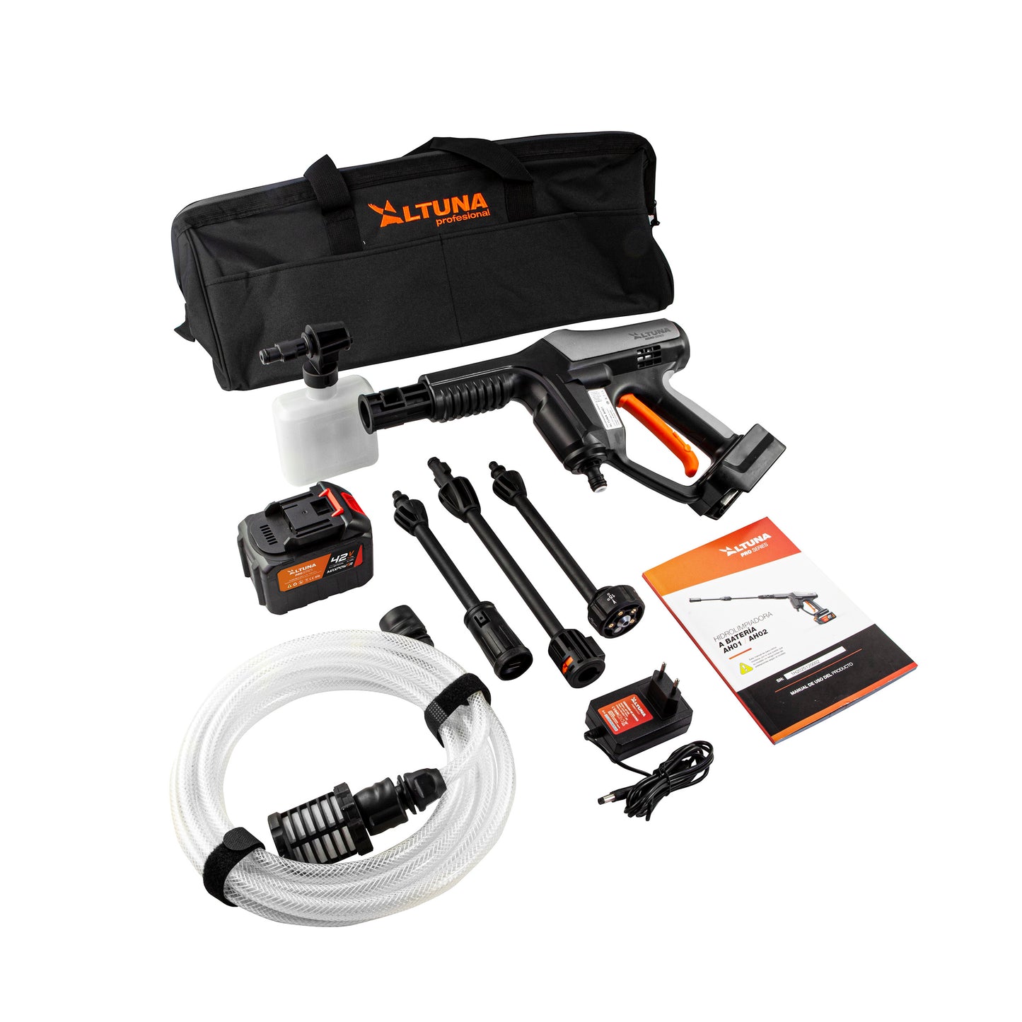 Hidronetejadora de bateria de 55 bar i 350W amb bateria de 42V 4Ah Altuna AH02
