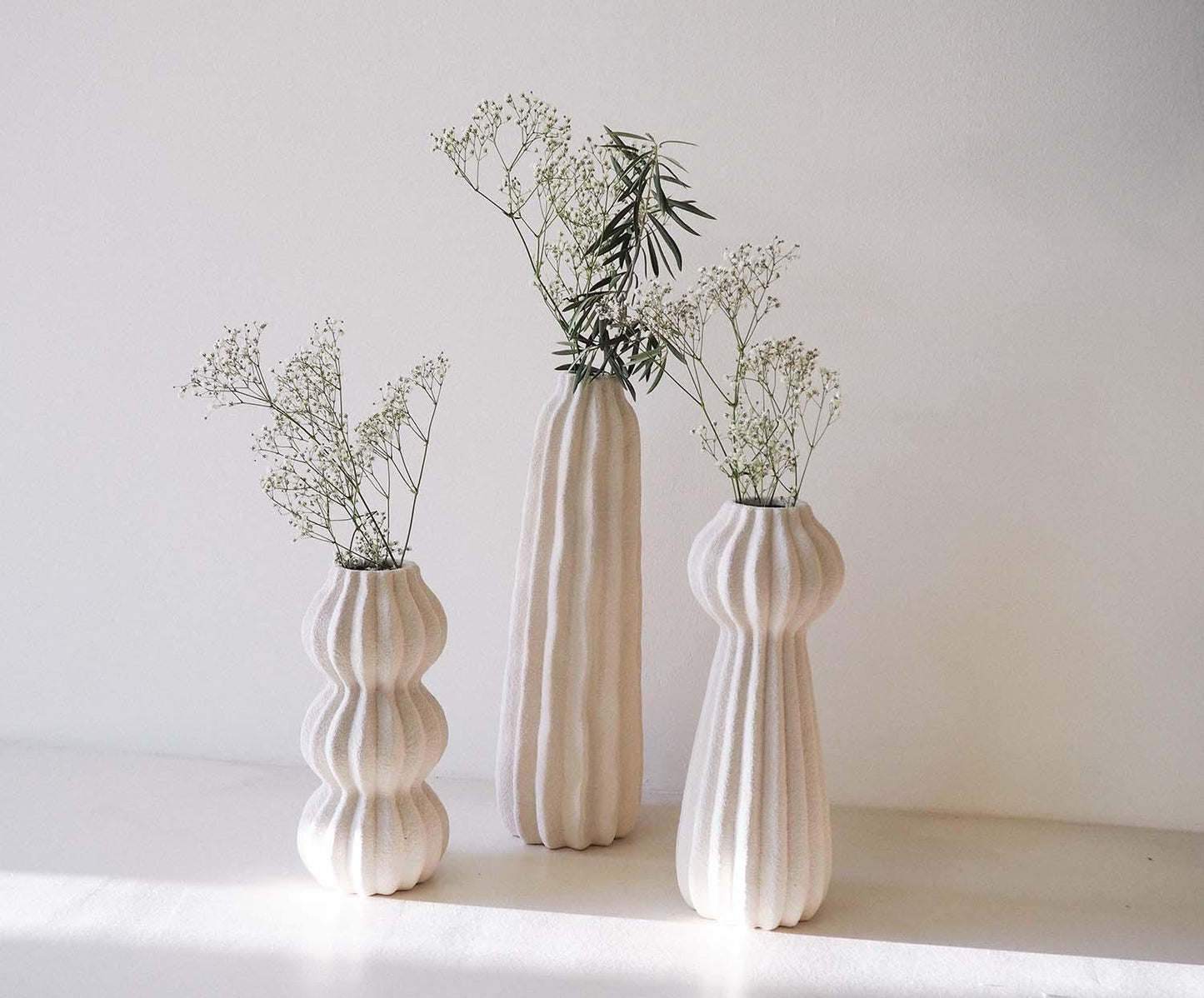 Gerro decoratiu de gres Kaduna blanc 30cm Andrea House