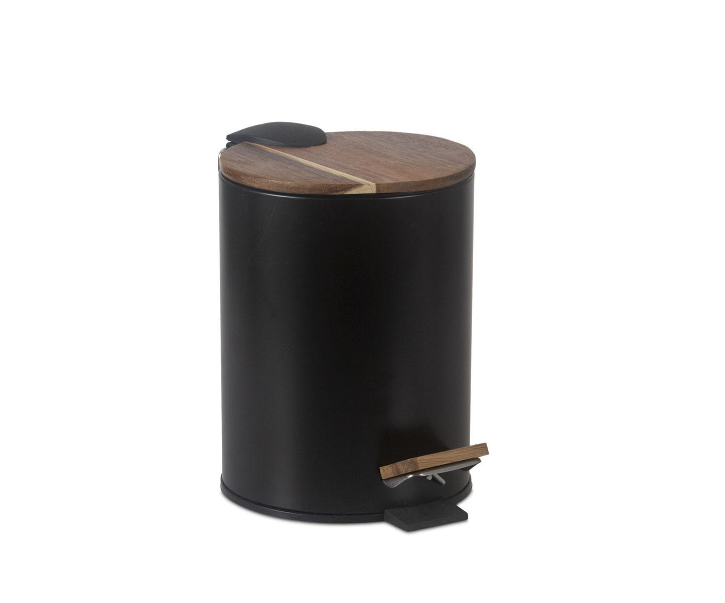 Paperera de bany negra de metall i fusta 5L Andrea House