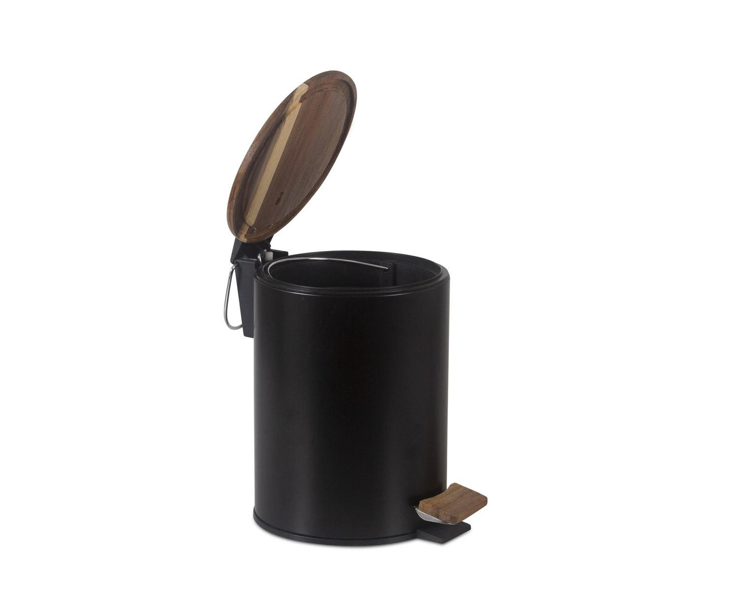 Paperera de bany negra de metall i fusta 5L Andrea House