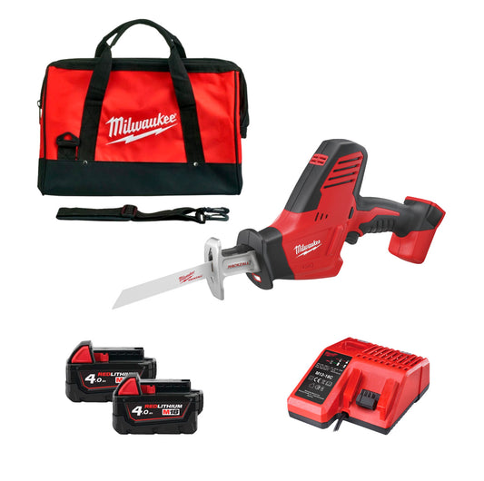Serra de sabre M18 amb 2 bateries de 4 Ah + carregador + bossa Milwaukee C18 HZ-402B