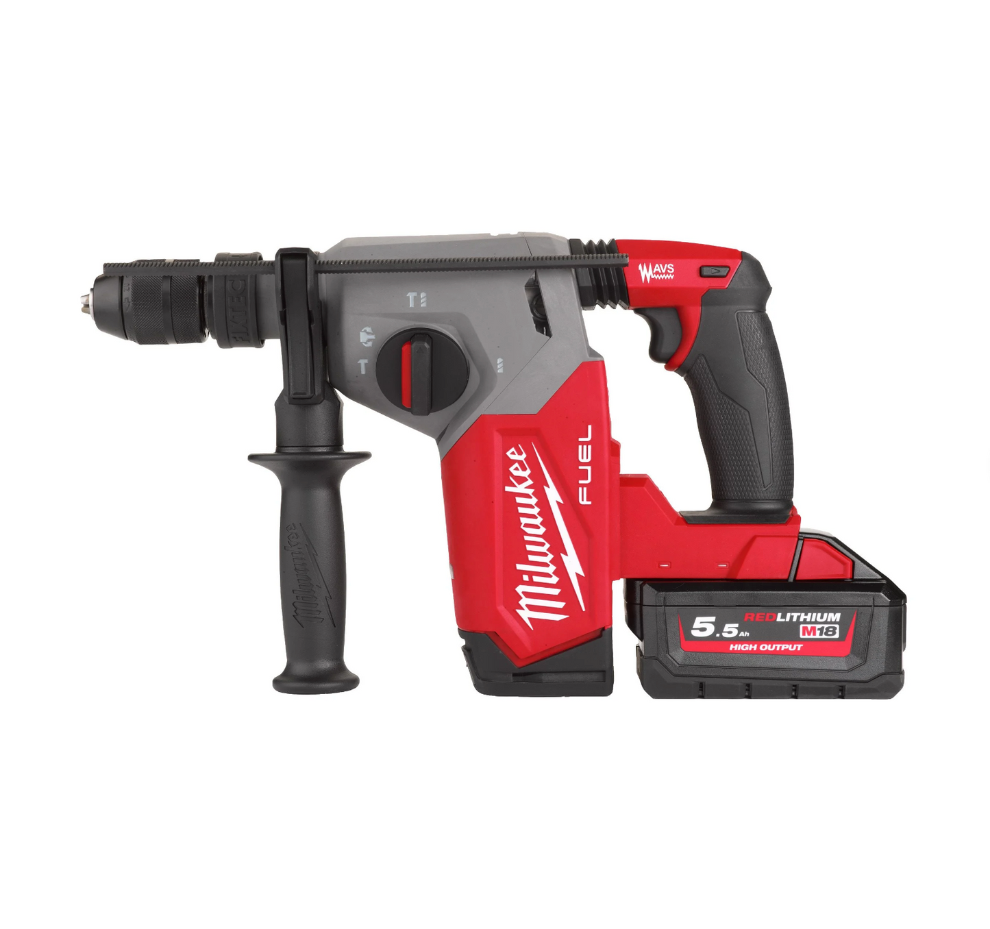 Martell combinat SDS-Plus de 26mm amb Fixtec, 2,5J + 2 bateries de 5.5Ah + carregador + maletí Milwaukee M18 FHX-552X