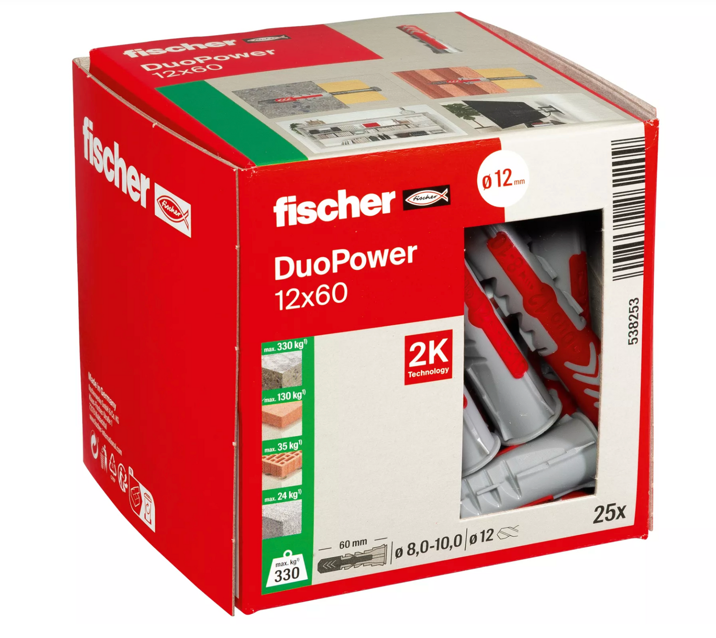 Caixa de tacs DuoPower de 6-12 mm Fischer
