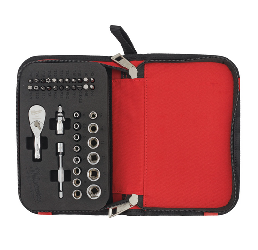 Joc compacte de carraca d’1/4 amb accessoris Milwaukee