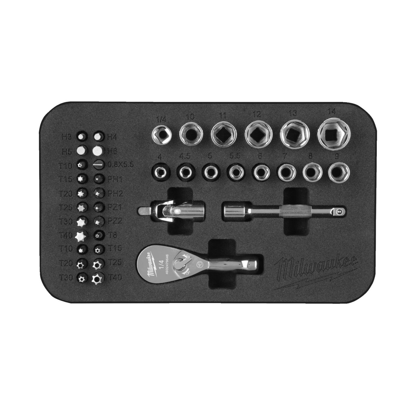 Joc compacte de carraca d’1/4 amb accessoris Milwaukee