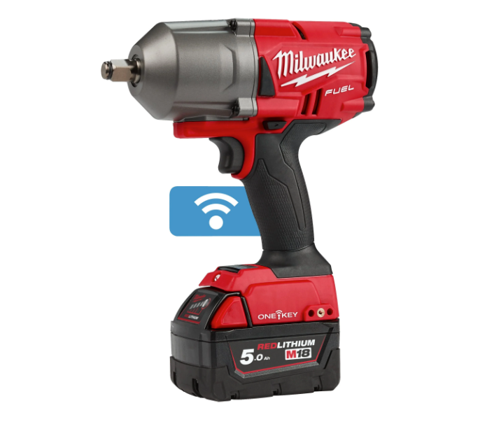 Clau d’impacte M18 FUEL ONE-KEY d’1/2" + 2 bateries de 5 Ah + carregador + maletí Milwaukee M18 ONEFHIWF12-502X