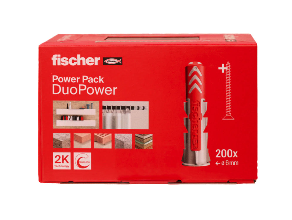 Caixa Taco Duopower 6x30 + Cargol PowerFast II 4,5x40 Fischer 200 unitats