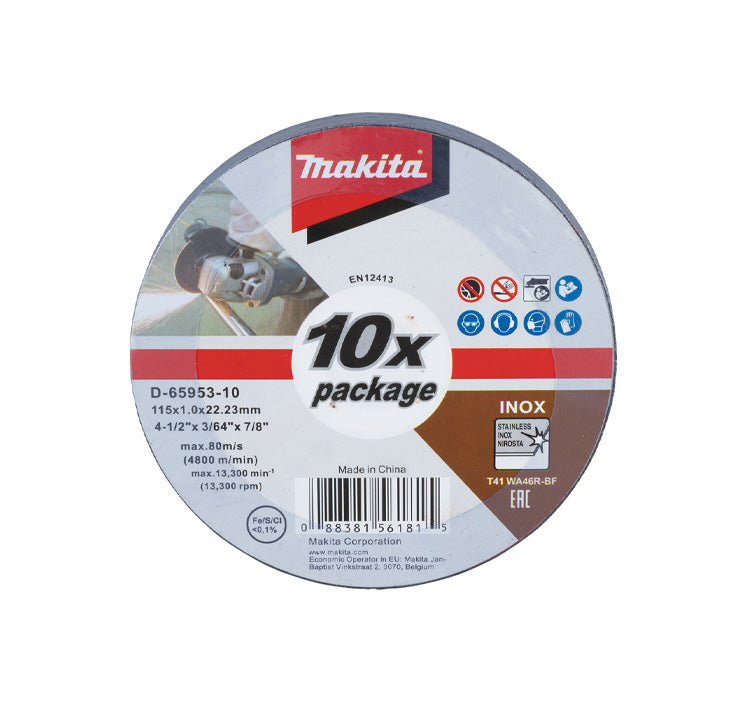 Caixa de 10 discs de tall per a inox de 115mm Makita D-65953-10