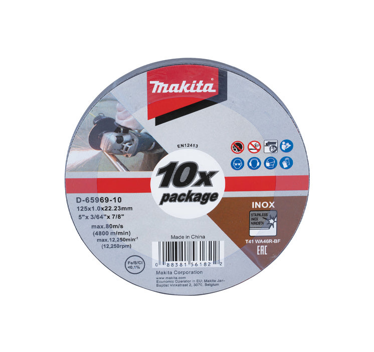 Caixa de 10 discs de tall per a inox de 125mm Makita D-65969-10