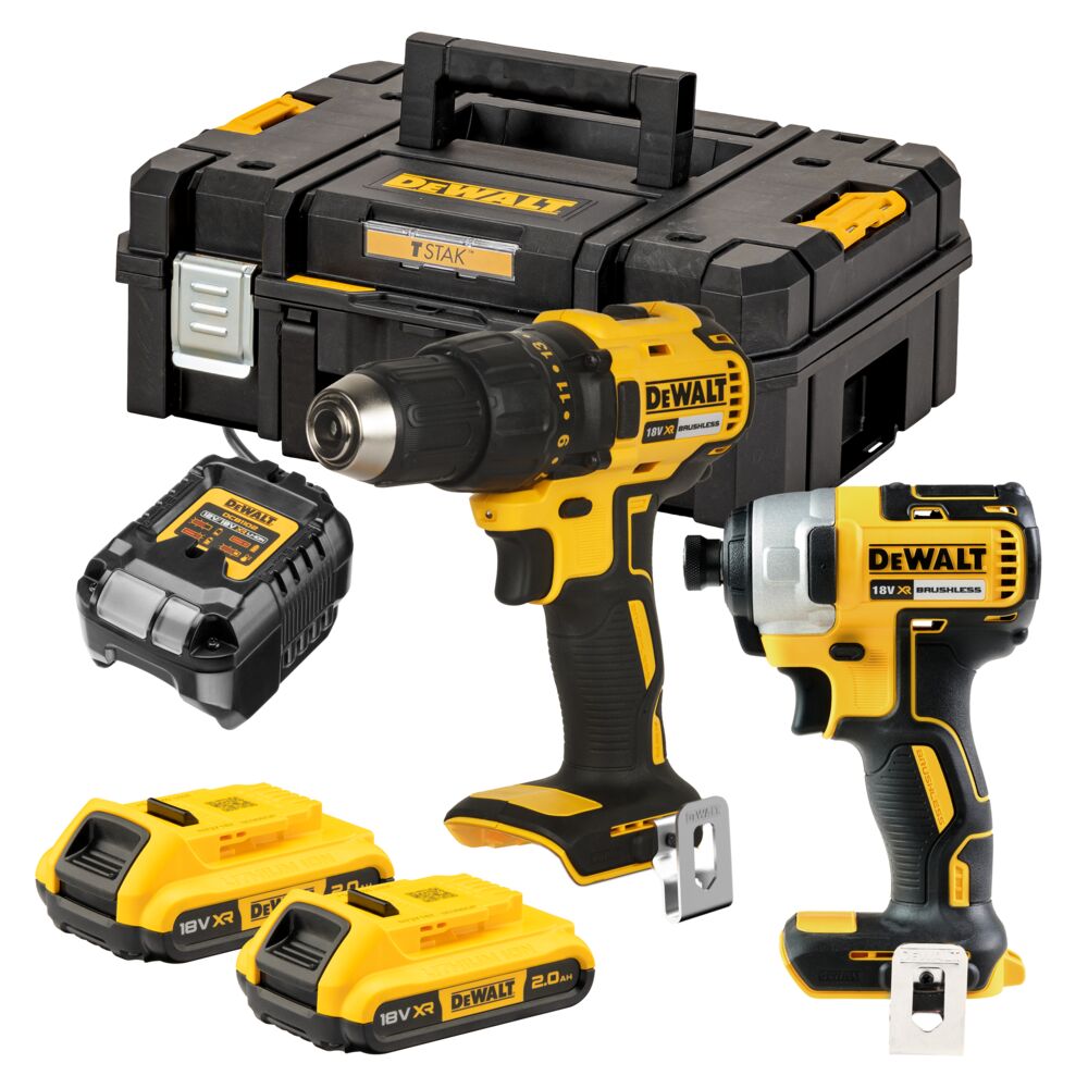 Kit de trepant i tornavís DCD777 + tornavís d’impacte DCF787 XR 18 V + 2 bateries de 2 Ah + carregador + maletí Dewalt DCK2059D2T