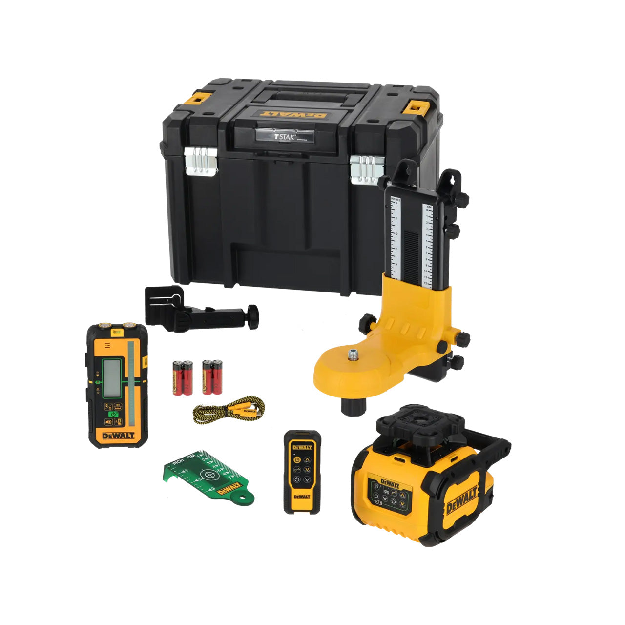 Kit de nivell làser rotatiu autonivellant verd USB-C de 600 m amb detector Dewalt DCLE15221G