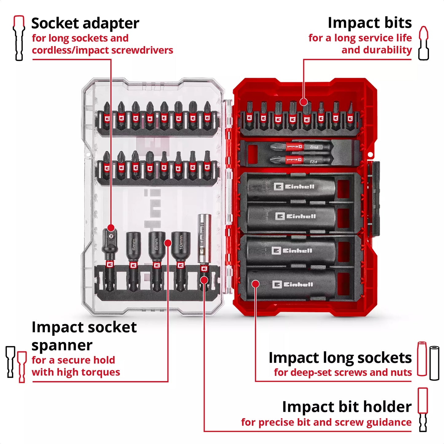 Joc de puntes i vasos de 35pcs M-CASE Einhell 49109230
