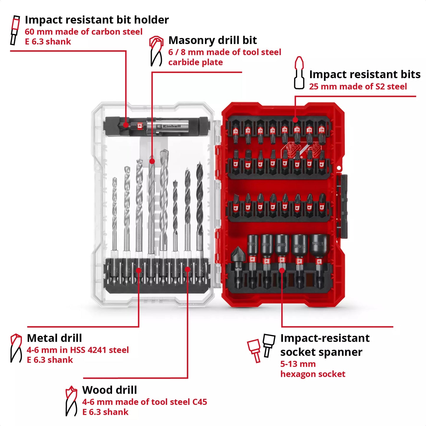 Joc de puntes i broques de 39pcs M-CASE LS Einhell 49108759