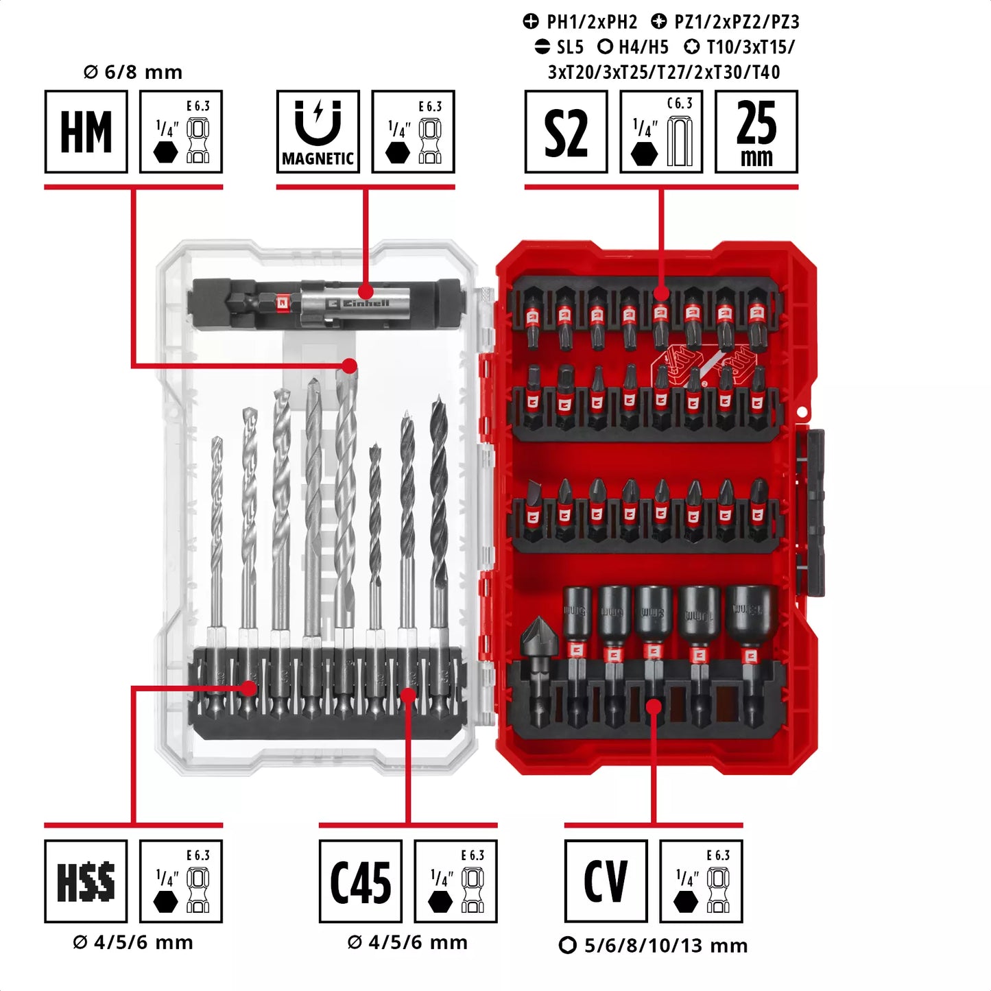 Joc de puntes i broques de 39pcs M-CASE LS Einhell 49108759