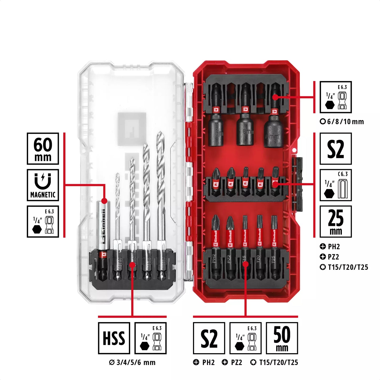 Joc de puntes i broques S-CASE 18pcs LS Einhell 49108709