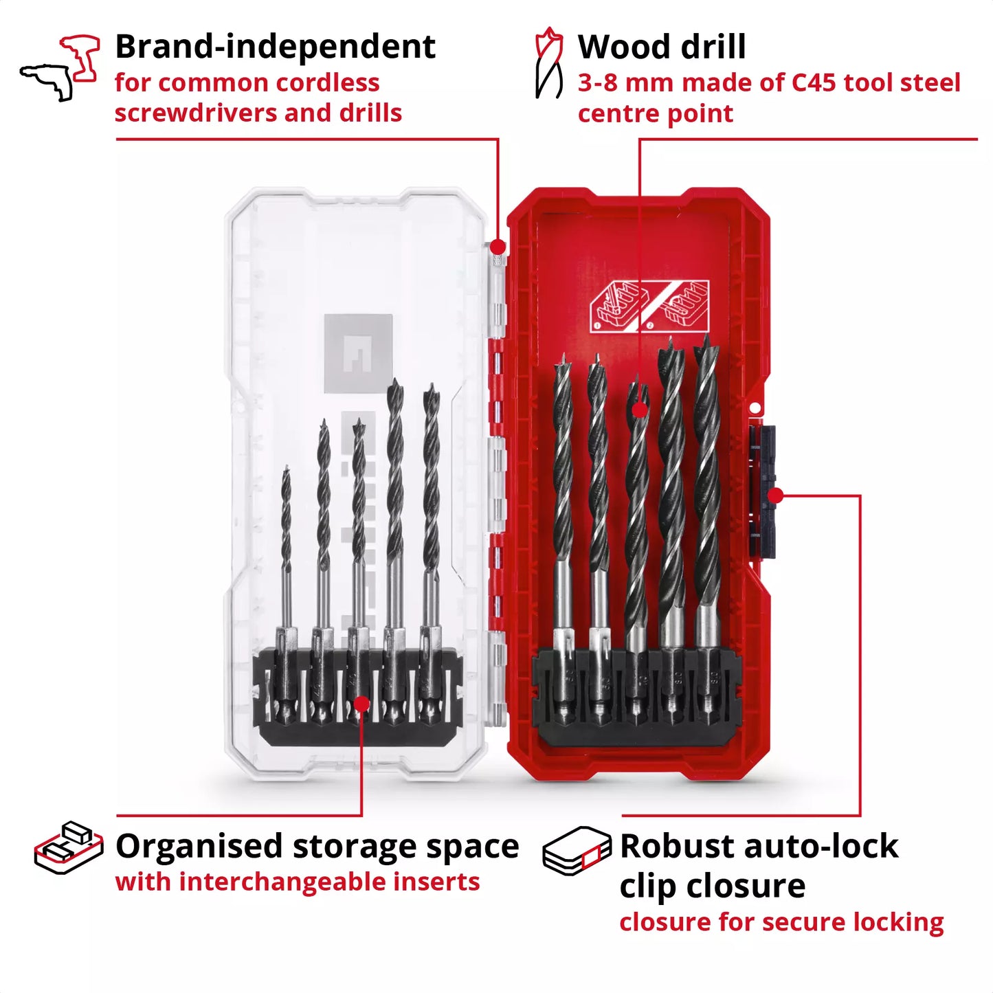 Joc de broques per a fusta S-CASE LS de 10pcs Einhell 49108733