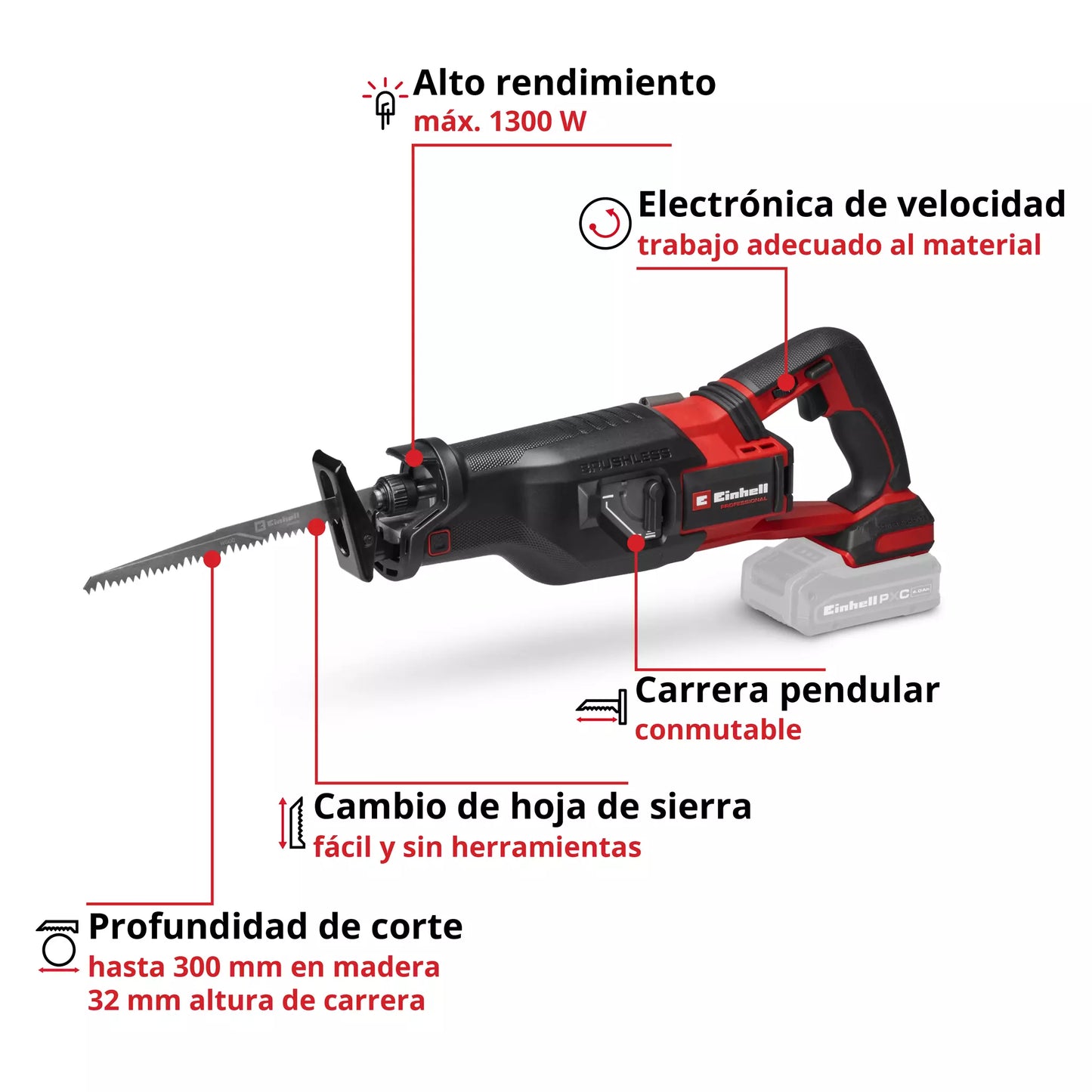Serra sabre 18 V Einhell TP-AP 18/32 Li BL - Solo