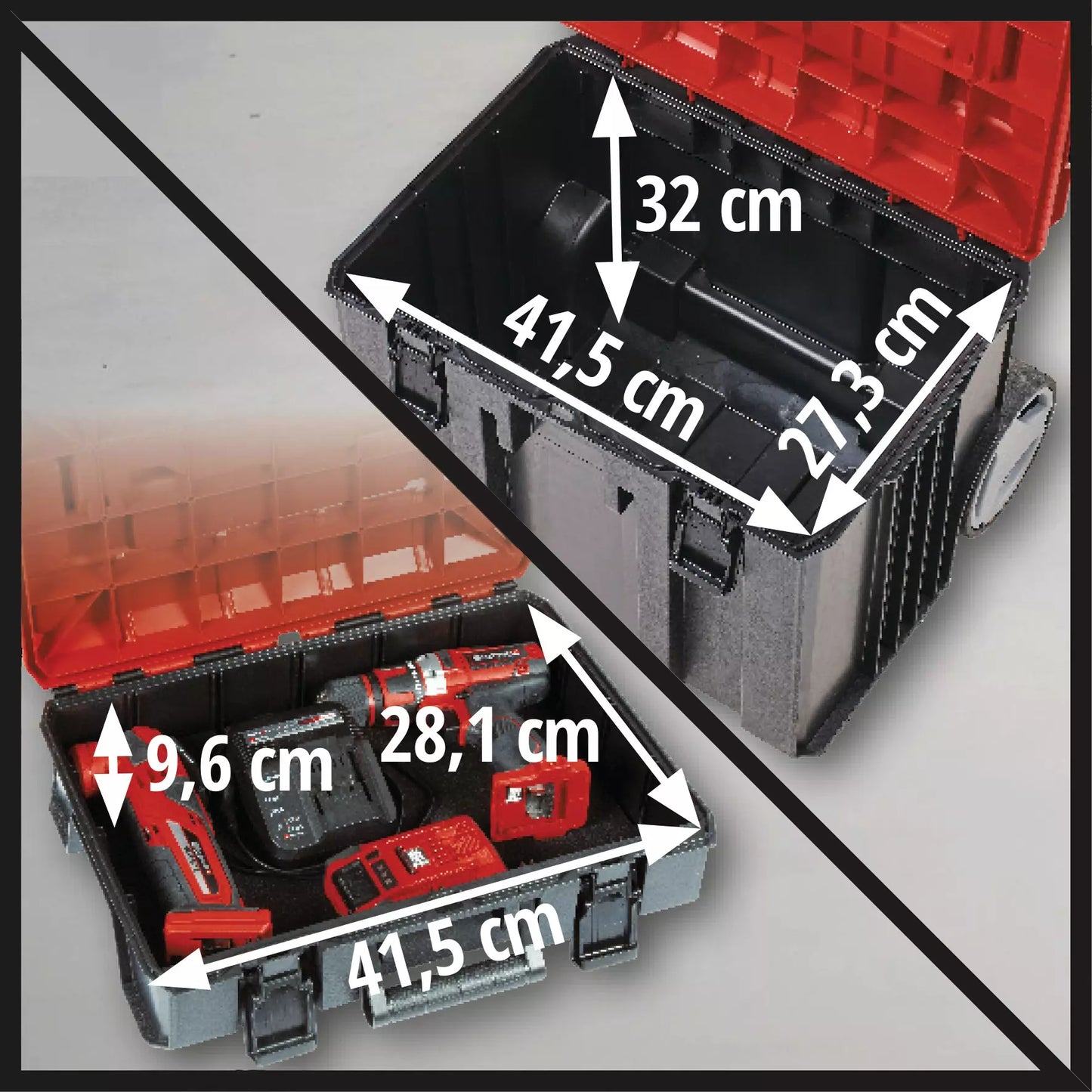 Sistema de maletins amb rodes Einhell E-Case Tower