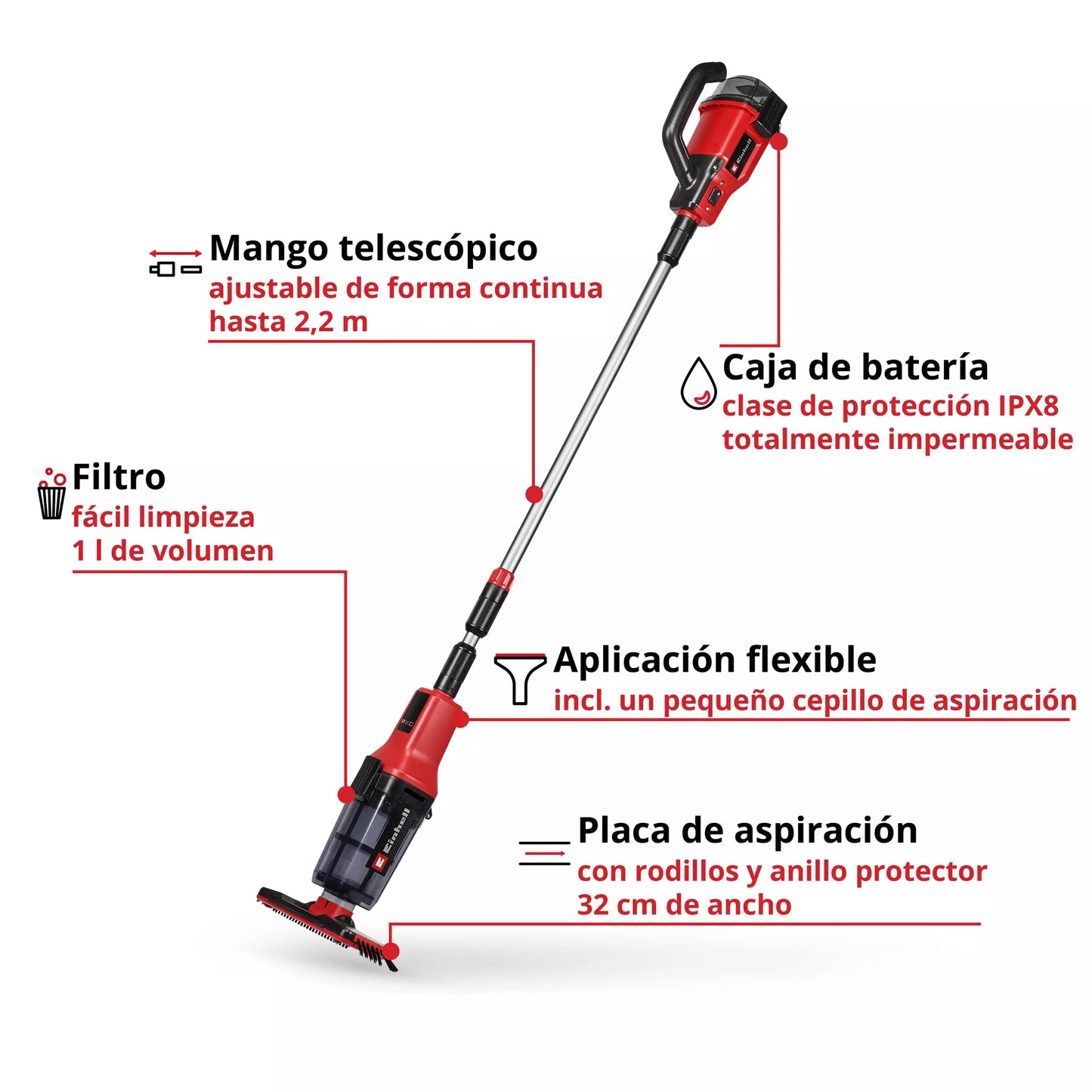 Aspirador de piscina de bateria GE-PV 18/42 Li T-Solo Einhell