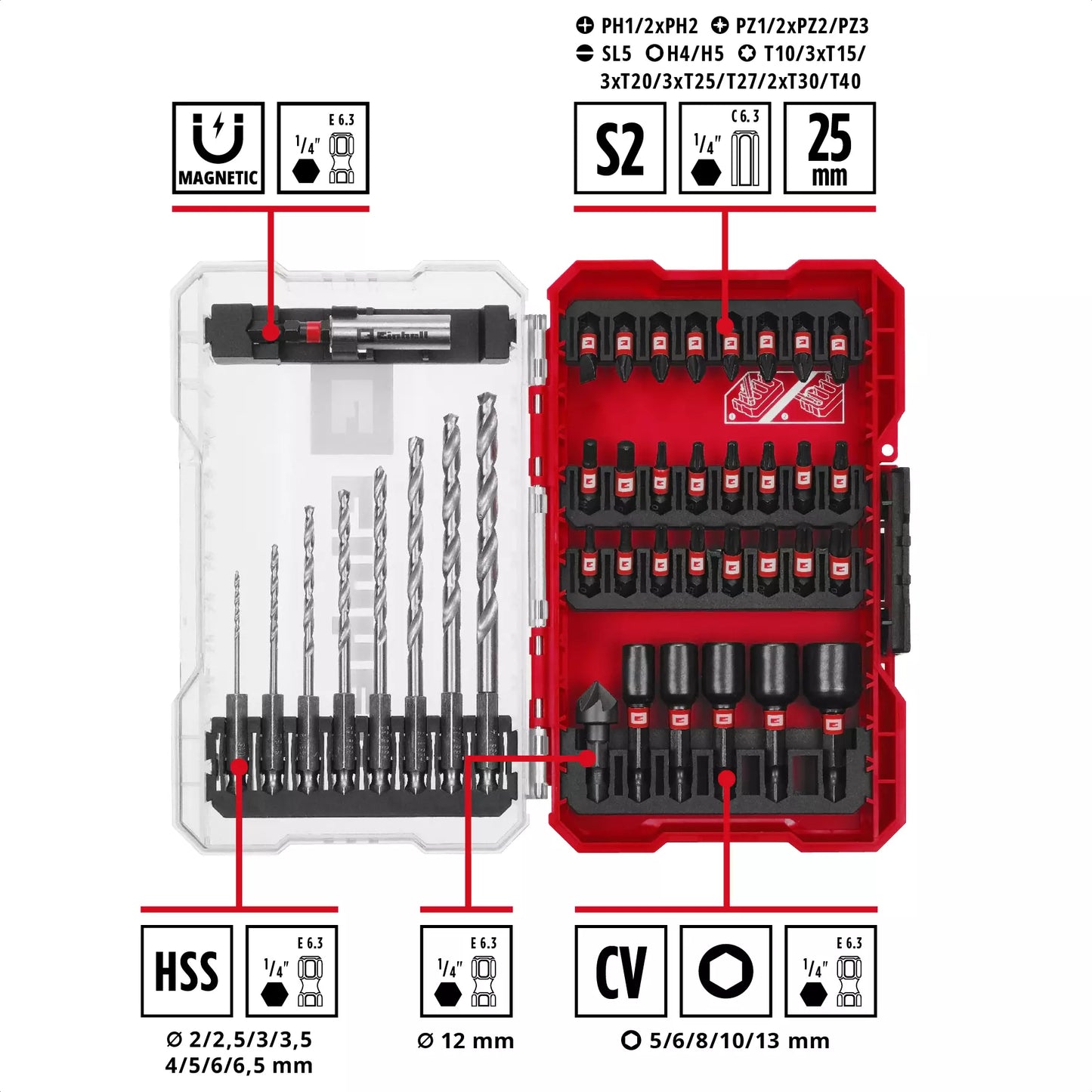 Joc de puntes i broques M-CASE de 39pcs Einhell 49108773