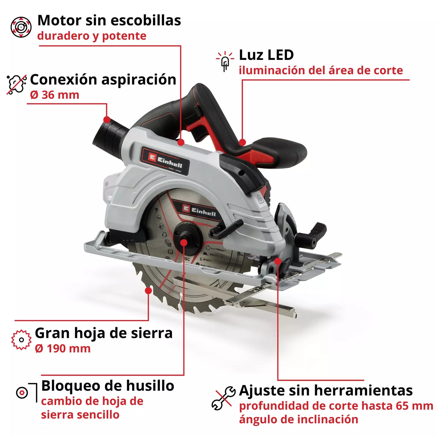 Serra circular de 18V 190mm Einhell TP-CS 18/190 Li BL - Solo