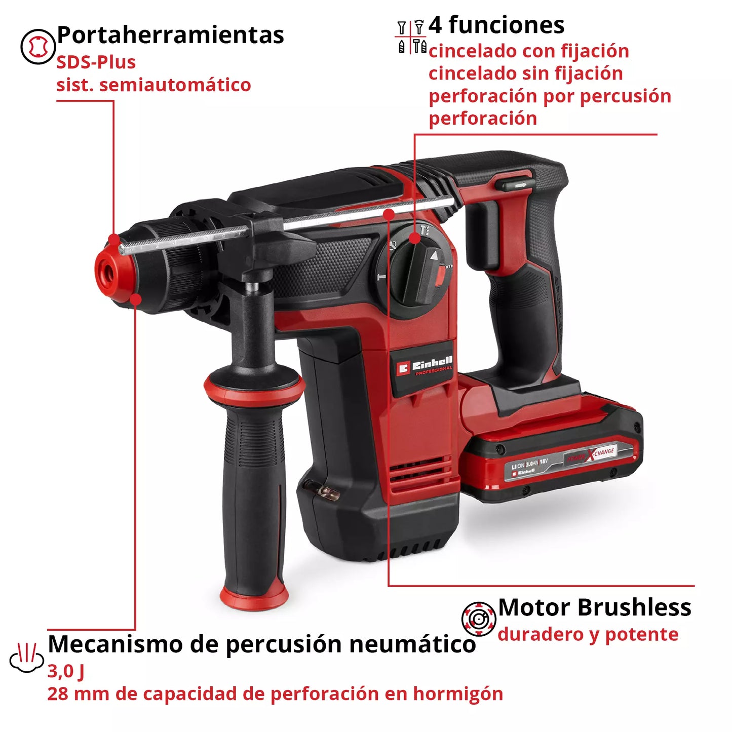 Martell perforador 18 V SDS-Plus 3 J 28 mm TP-HD 18/28 Li BL+4