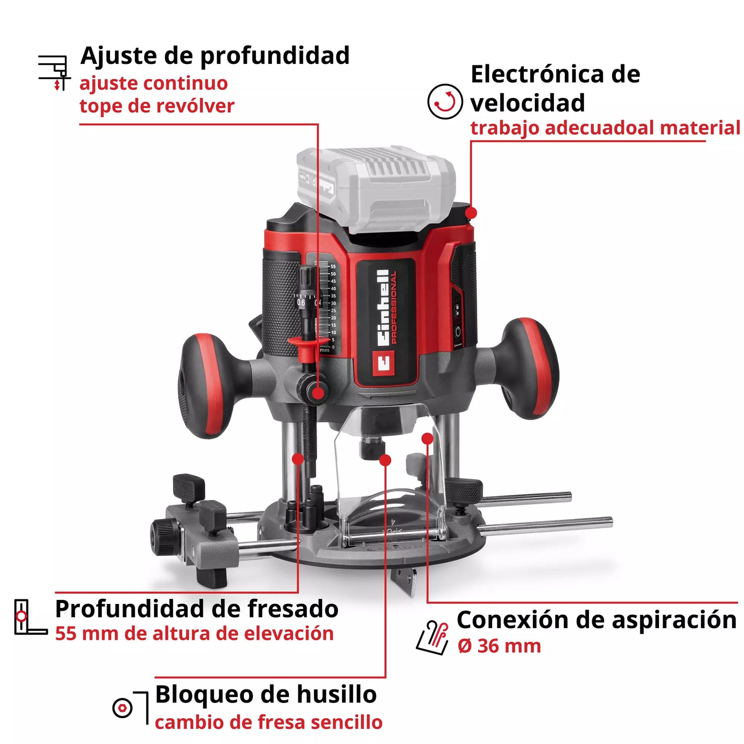 Fresadora de 18V 55mm Einhell TP-RO 18/55 Li BL - Solo