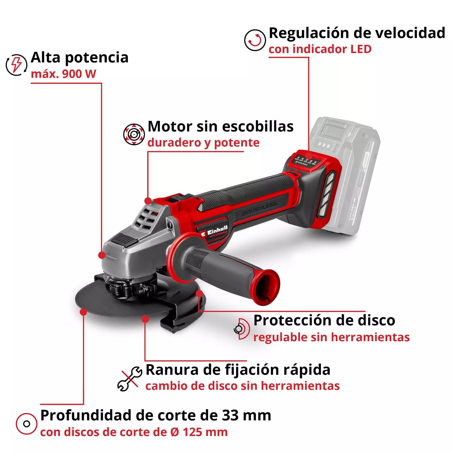Esmoladora angular de 125mm i 18V Einhell TP-AG 18/125 CE Q