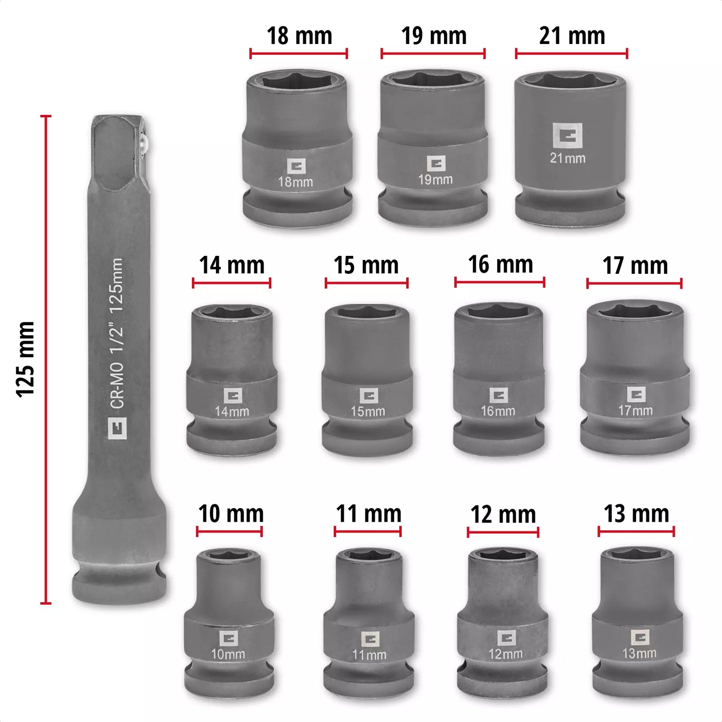 Joc de vasos d’impacte de 12pcs Einhell 49109283